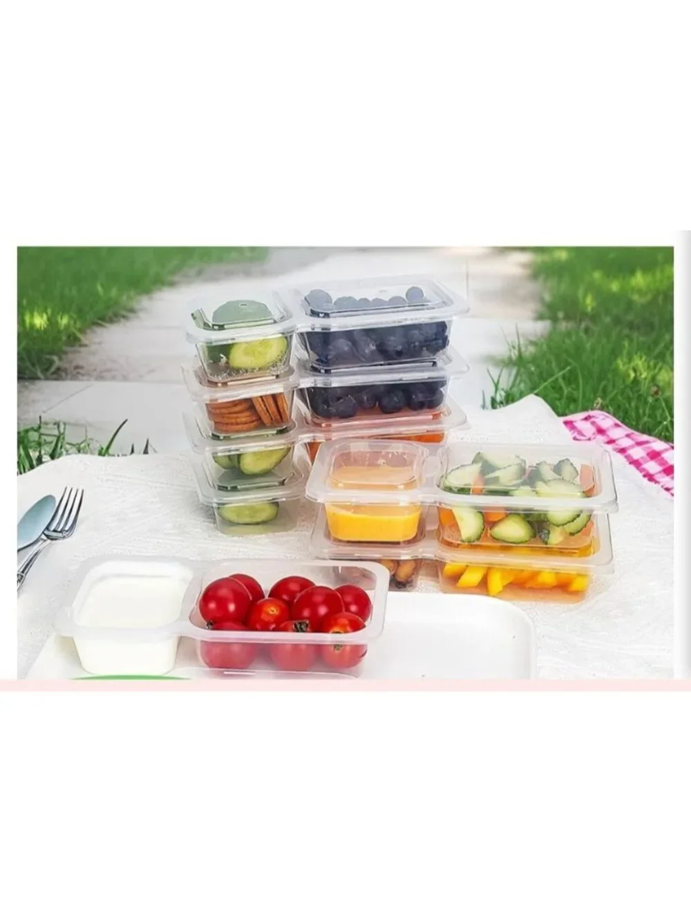 20-Pack Reusable 9 Oz Snack Containers with Lids Double Compartment BPA-Free
